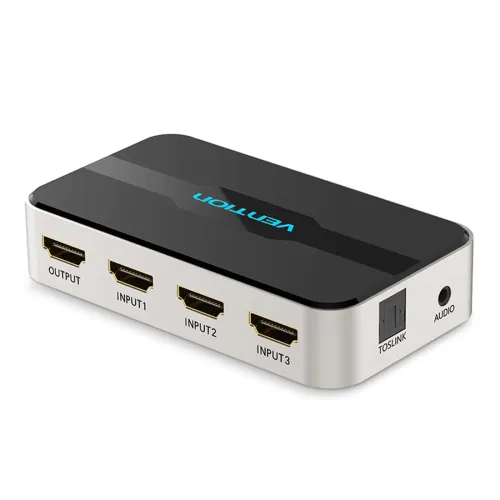 VENTION AFJH0 HDMI Switcher — 3 In 1 Out, with Audio Separation