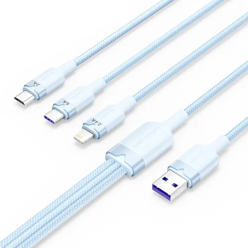 Vention CTRLG 3-in-1 Cable — USB to Type-C & Lightning & Micro-B, 1.5M, 120W