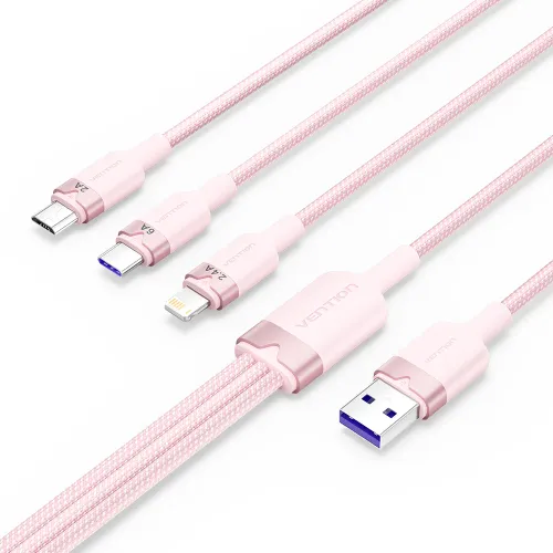 Vention CTRPG 3-in-1 Cable — USB to Type-C & Lightning & Micro-B, 1.5M, 120W