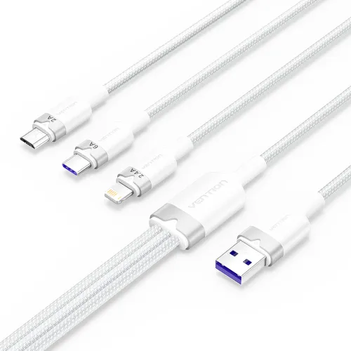 Vention CTRWG 3-in-1 Cable — 1.5M, 120W, USB to Type-C & Lightning & Micro-B