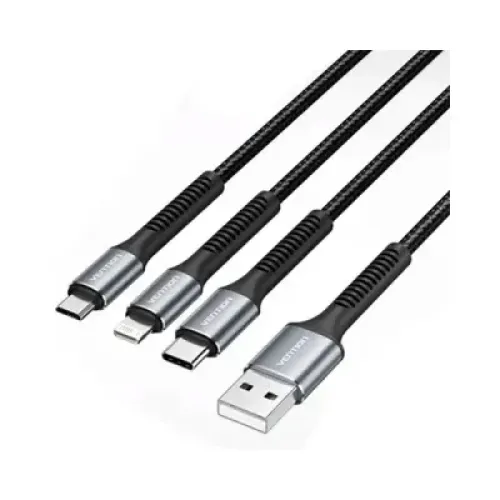 Vention H18BAV Cable — 1.2M, 3-in-1 Type-C+Micro-B+Lightning