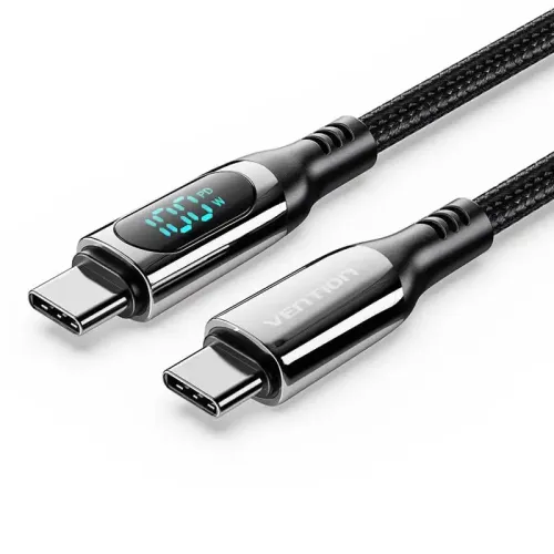 VENTION TAYBAV Type-C to Type-C Cable — 100W USB 2.0, LED Display
