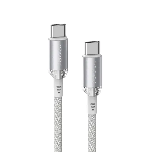 Vyvylabs VCSCC-01 Crystal Series Charging Cable — Type-C to Type-C, Fast Charging, White