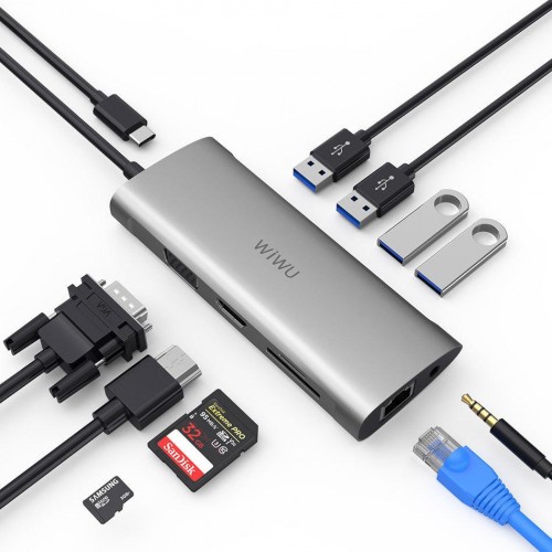 WiWU Alpha A11-in-1 USB Type-C Hub — Gray