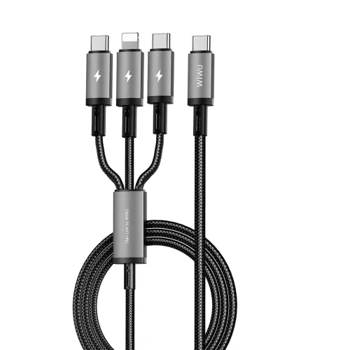 WiWU Wi-C060 Fast Charging Cable — 3 in 1, 66W, USB-C to Type-C+Type-C+IP