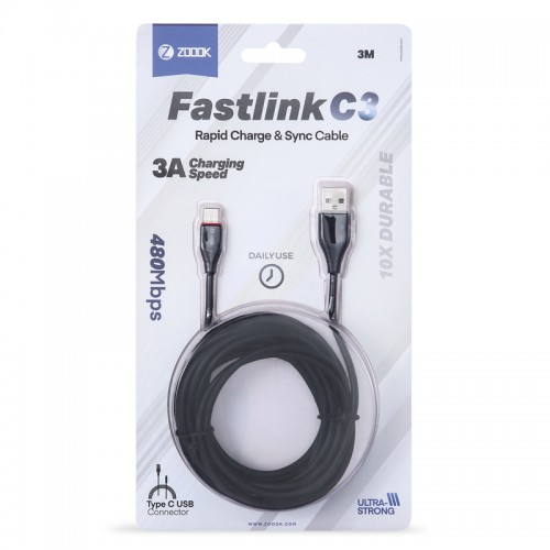 ZOOOK Fastlink C3 Cable — USB Type-C, Rapid Charge & Sync
