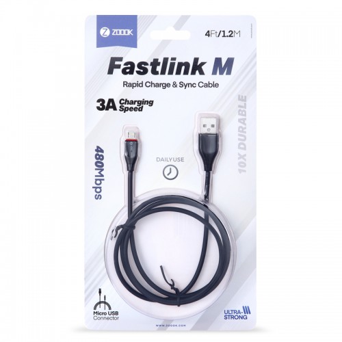 ZOOOK Fastlink M Cable — Micro USB, Rapid Charge & Sync
