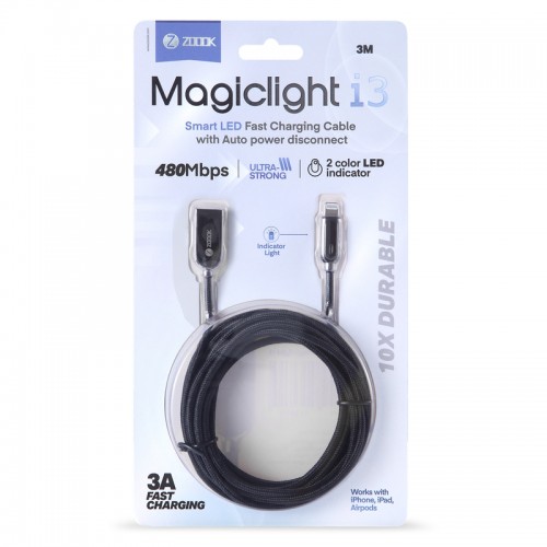 ZOOOK MagicLight i3 Smart LED Fast Charging Cable — USB A to Lightning