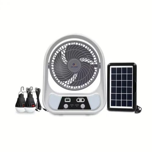 Rechargeable Solar Fan EP-608 — 2 Light, 2W Solar Panel
