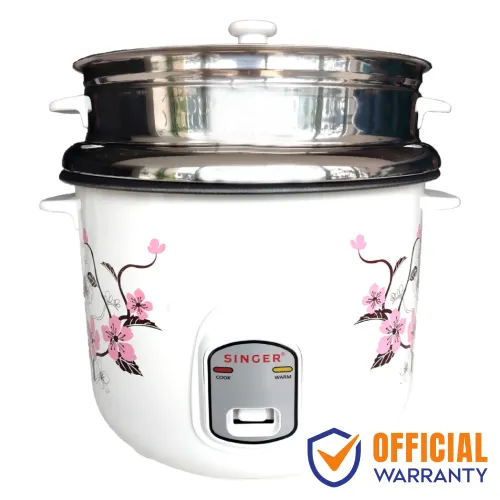 Singer B888CHAMP Rice Cooker — 2.8 L, White, With Steamer