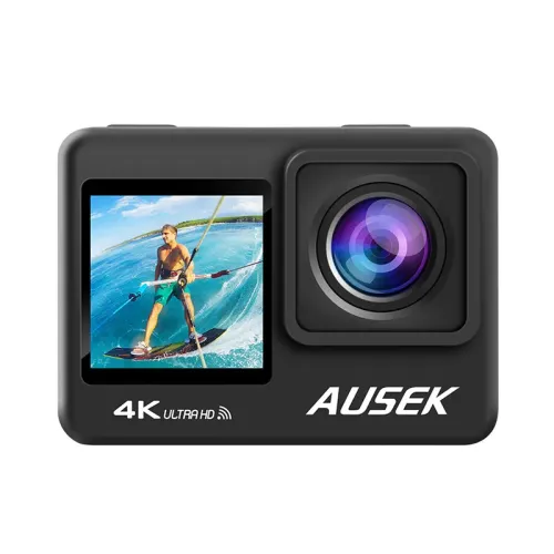 AUSEK AT-Q60TR Action Camera — Combo, 4K, Dual Screen, WiFi