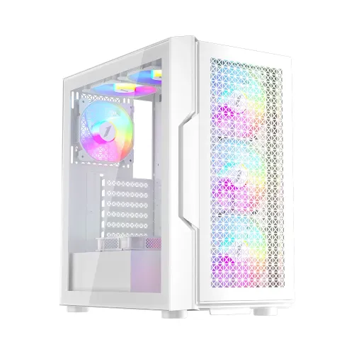1STPLAYER T7 ATX Mid Tower Gaming Casing — RGB, White