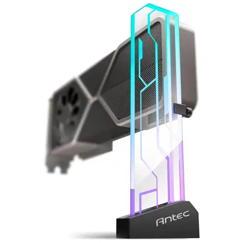 Antec AT-GPUH-ARGB-TG-BK GPU Holder — Tempered Glass, ARGB