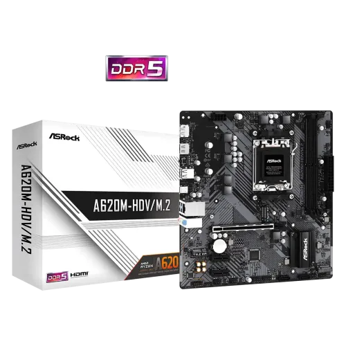 ASRock A620M-HDV/M.2 Motherboard — AM5, DDR5, Micro-ATX