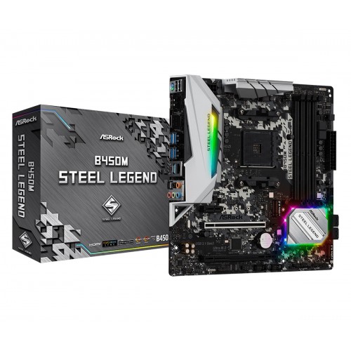 Asrock B450M Steel Legend Micro-ATX Motherboard — AMD