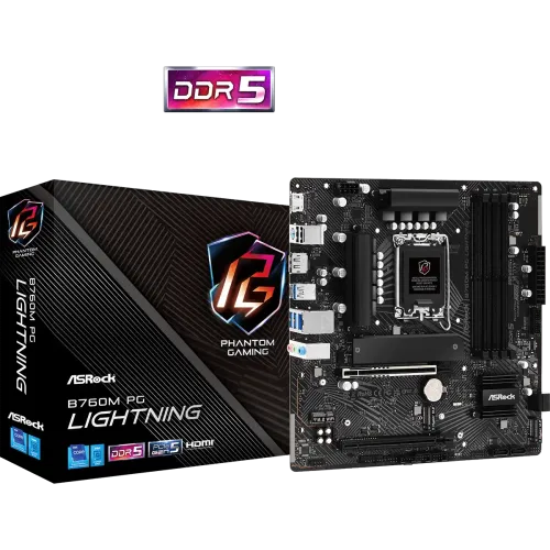 ASRock B760M PG Lightning Micro ATX Motherboard — DDR5, for 14th/13th/12th Gen