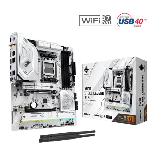 ASRock X870 Steel Legend WiFi ATX Motherboard — AM5, DDR5