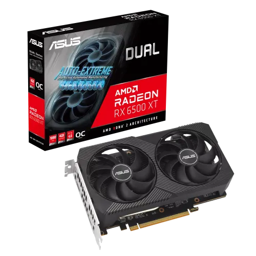 ASUS Dual Radeon RX 6500 XT V2 OC Edition Graphics Card — 4GB GDDR6