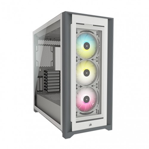 Corsair iCUE 5000X Tempered Glass Mid-Tower ATX PC Case — RGB, Smart, White
