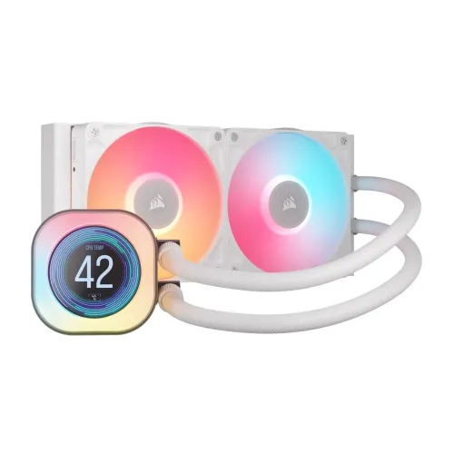 Corsair iCUE LINK TITAN 240 RX LCD Liquid CPU Cooler — 240mm, RGB, White