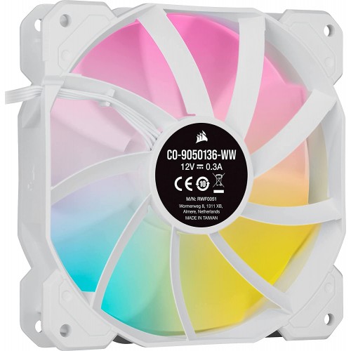 Corsair iCUE SP120 RGB ELITE Case Fan — 120mm, White, PWM, Performance