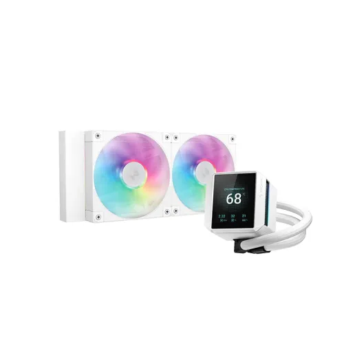 DeepCool MYSTIQUE 240 Liquid CPU Cooler — White, ARGB, With Display
