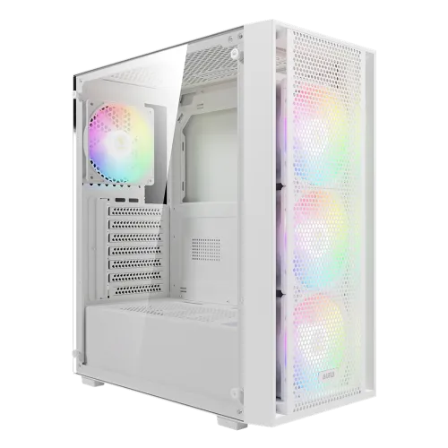 Gamdias AURA GC2 Elite Mid-Tower Casing — Perforated RGB, White
