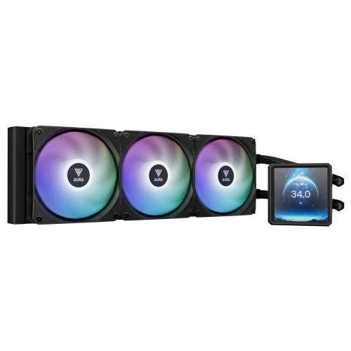 Gamdias AURA GL360 All-in-One Liquid CPU Cooler — LCD ARGB, With Display