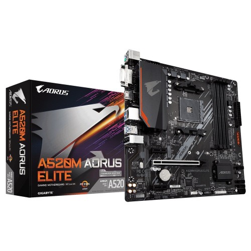 Gigabyte A520M Aorus Elite AMD Gaming Motherboard — AM4, ATX
