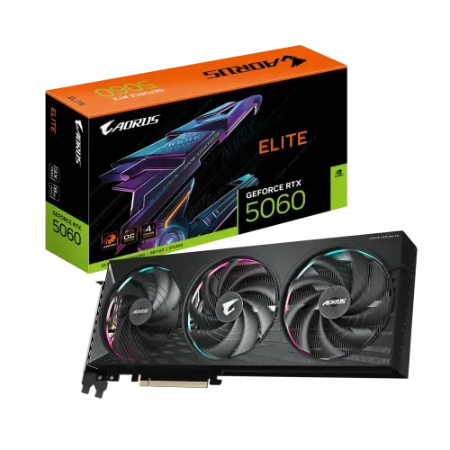 GIGABYTE AORUS GeForce RTX 5060 ELITE Graphics Card — 8G, GDDR7