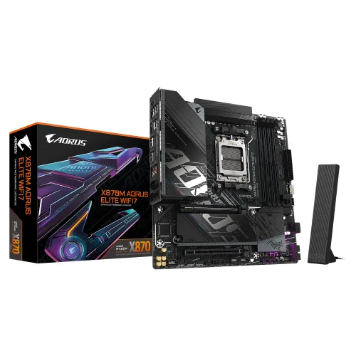GIGABYTE X870M AORUS ELITE WIFI7 Motherboard — DDR5, AM5, Micro-ATX