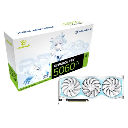 Manli Polar Fox GeForce RTX 5060 Ti OC Triple Fan Graphics Card — 16GB GDDR7