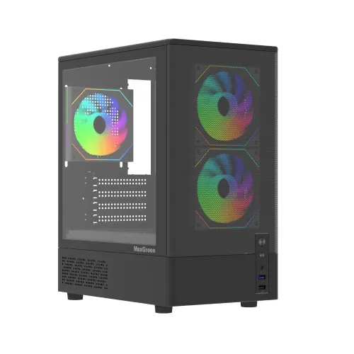 MaxGreen 310 Mid-Tower Gaming Casing — M-ATX, With Built-in 200W Power Supply