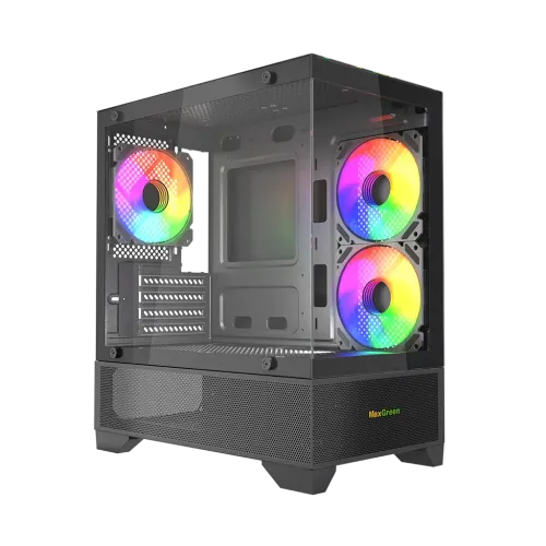 MaxGreen 350 Gaming Case With 3 ARGB Fan — Mid-Tower, M-ATX