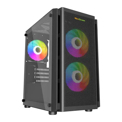 MaxGreen 5510-Mesh Gaming Case — Mid-Tower M-ATX, With PSU