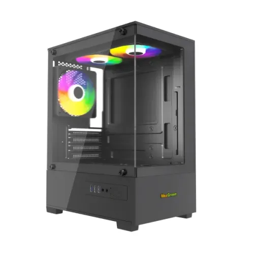 MaxGreen S19001 Mid-Tower Gaming Casing — Micro-ATX, With 3x ARGB Fan