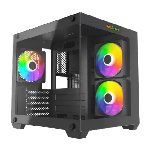 MaxGreen S275-22 Mid-Tower Gaming Casing — M-ATX, With 3x ARGB Fan