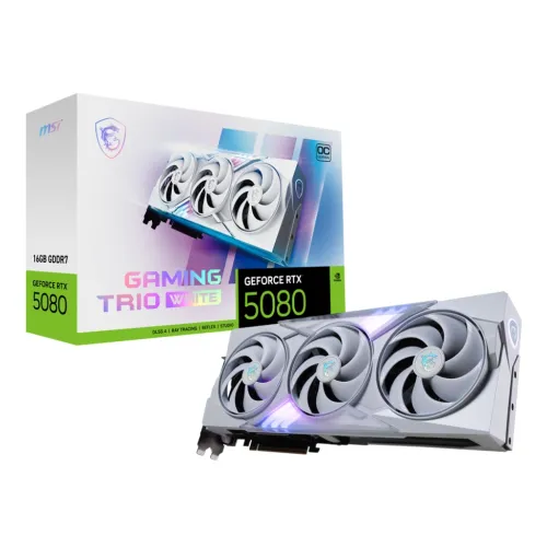 MSI GeForce RTX 5080 GAMING TRIO OC WHITE Graphics Card — 16G, 16GB GDDR7