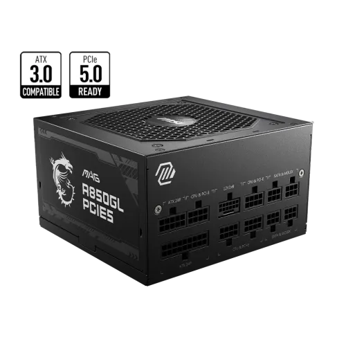 MSI MAG A850GL PCIE5 Full Modular Power Supply — 850W, 80 Plus Gold