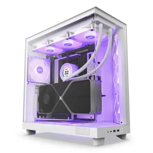 NZXT H6 Flow 2023 Compact Dual-Chamber Mid-Tower Airflow Casing — RGB, White