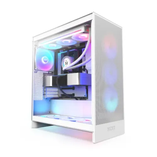 NZXT H7 Flow RGB 2024 Airflow Casing — Mid-Tower ATX, With 360 RGB Fan, White