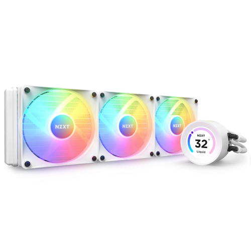 NZXT Kraken Elite AIO Liquid CPU Cooler — 360mm RGB, White, With LCD Display
