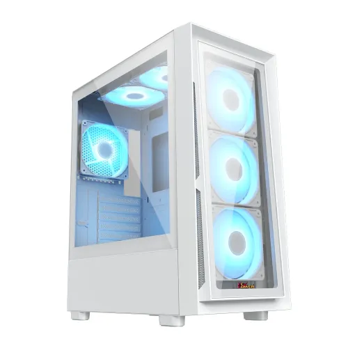 PC Power Crystal Glass V3 ATX Desktop Gaming Casing — White