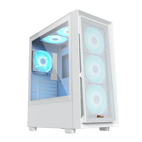 PC Power Crystal Mesh V3 ATX Desktop Gaming Case — White