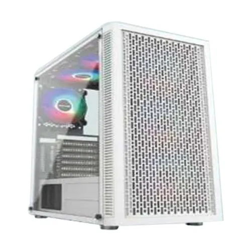 PC Power Dark Flow Mesh Elite Mid Tower Gaming Case — ATX, White