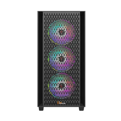 PC Power Flow Dark Mesh Gaming Casing — Mid Tower ATX