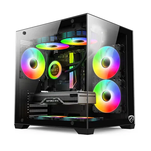 PC Power ICEBOX X2 Mid Tower Gaming Casing — Micro-ATX, Black