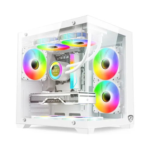 PC Power ICEBOX X2 Gaming Casing — mATX Mid Tower, White