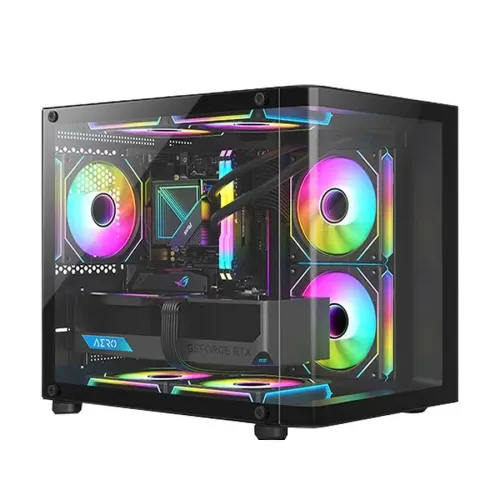 PC Power Icecube Edge Infinity Mid Tower Gaming Casing — Micro-ATX, Black