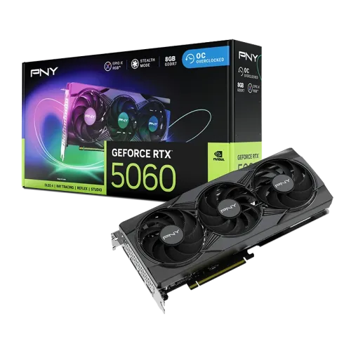 PNY GeForce RTX 5060 ARGB EPIC-X RGB Overclocked Triple Fan Graphics Card — 8GB GDDR7